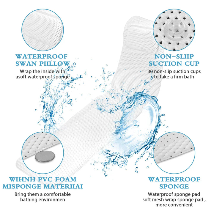 HydroComfort Non-Slip Bathtub Mat with Pillow Bowlift
