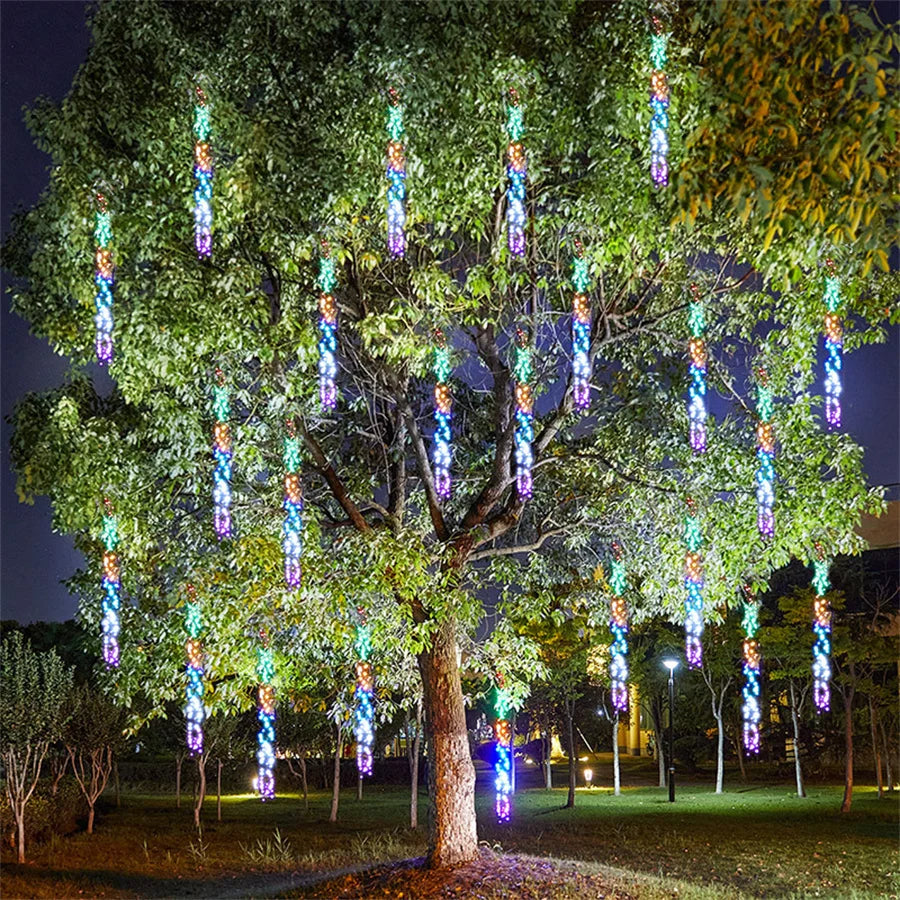 BowLift | GlowCascade – Hanging LED Light Strands for Garden & Party