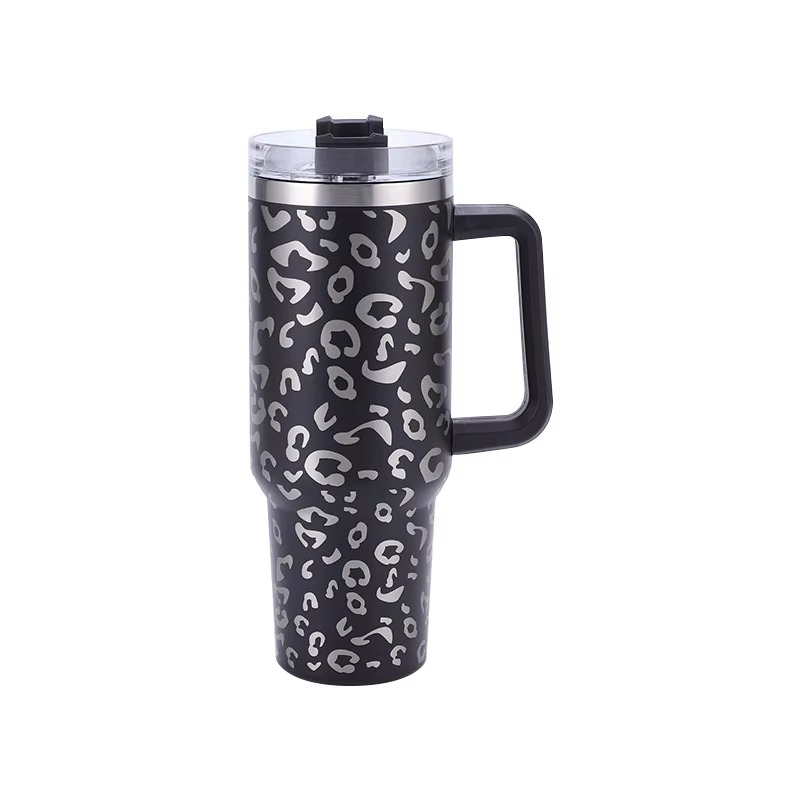 BowLift | Leopard Print Insulated Tumbler with Handle and Straw 40oz Stainless Steel