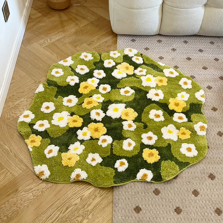 Daisy Tufting Moss Bathroom Mat | Bowlift