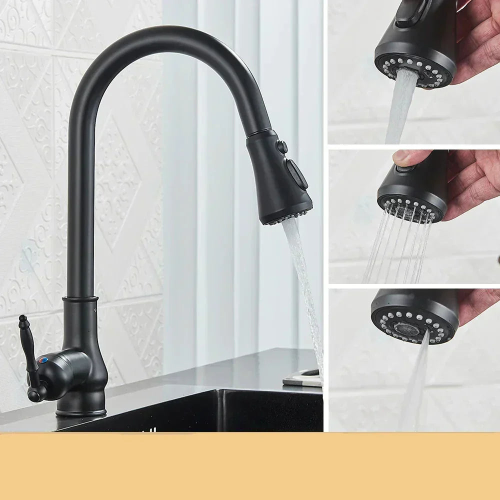 BowLift | VintageTap Antique Brass Kitchen Tap – Retro Style Mixer Faucet with Swivel Spout