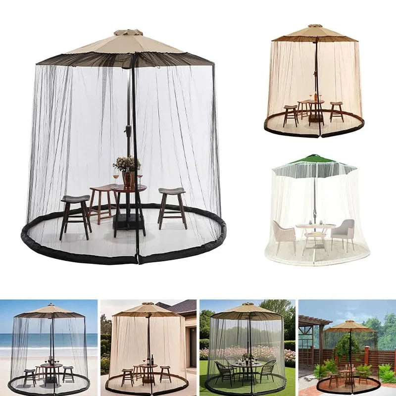 BowLift | Mosquito net for sun umbrellas up to 4 m – Adjustable & with zipper
