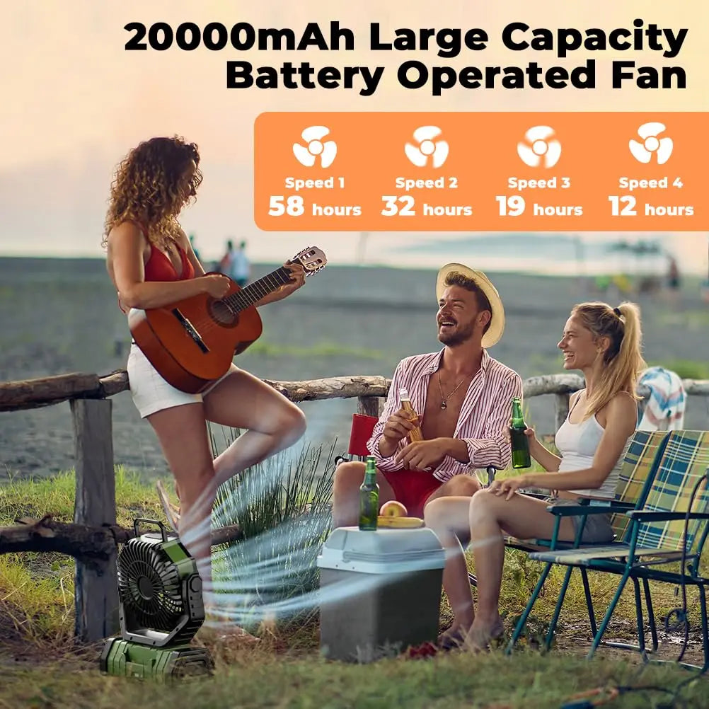 BowLift | Camping Fan with 20,000mAh Battery, LED Light & Remote Control – AirMate