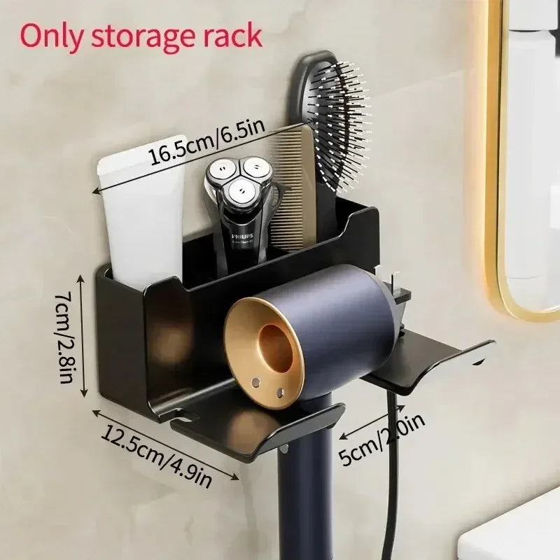 Multifunctional Hair Dryer Holder – Wall Mount | No Drilling | ABS Plastic Bowlift