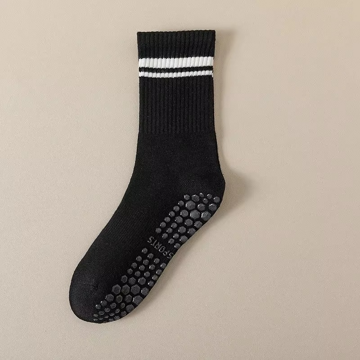 BowLift | Unisex Mid-Calf Striped Yoga Socks - Non-Slip, Sweat-Absorbing, Odor-Control