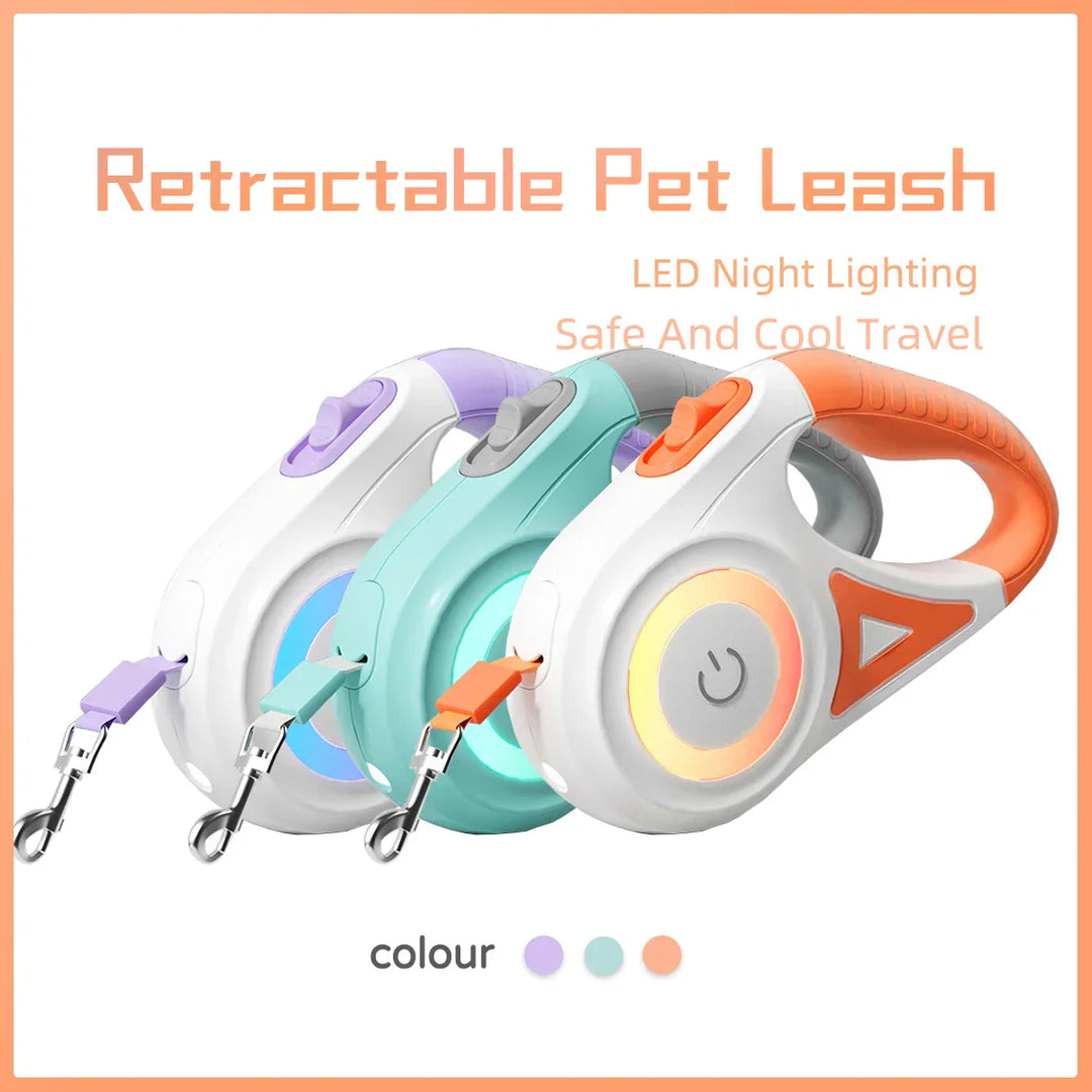 BowLift | LED Dog Leash LumiLeash FlexiLight | Retractable leash with lighting | 3 m & 5 m length | For dogs & cats up to 35 kg
