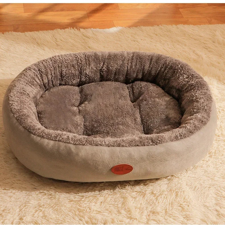 Oval Plush Bed for Dogs & Cats Bowlift
