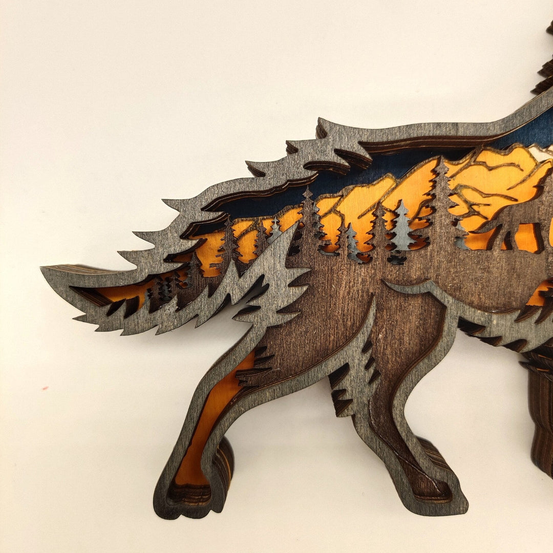 BowLift | Nightglow Wooden Craft Wolf Decor