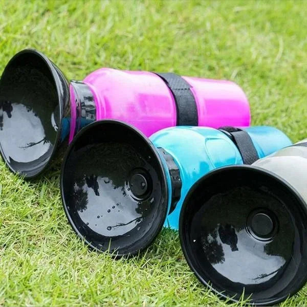 BowLift | Dog Water Bottle HydroPaws | 2-in-1 with Bowl | Leak-proof & Portable | 500ml | Blue, Pink, Grey