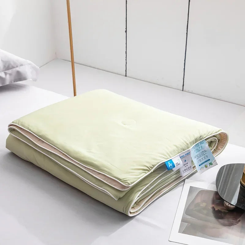 Air Condition Summer Comforter — Pure Color Ice Silk Cooling Blanket, Lightweight & Smooth Twin/King Size Quilt | Bowlift