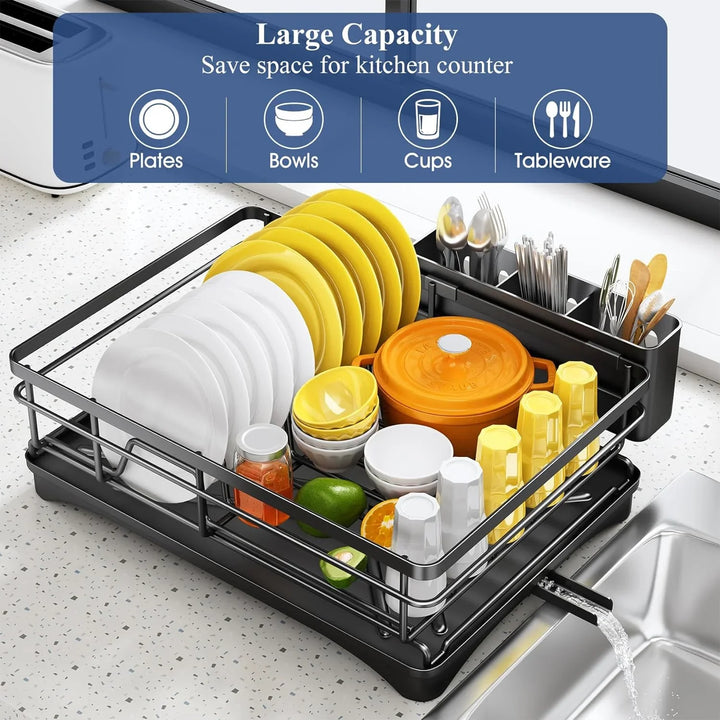 BowLift | Dish Drying Rack with Drainboard & Large Cutlery Holder – Nova