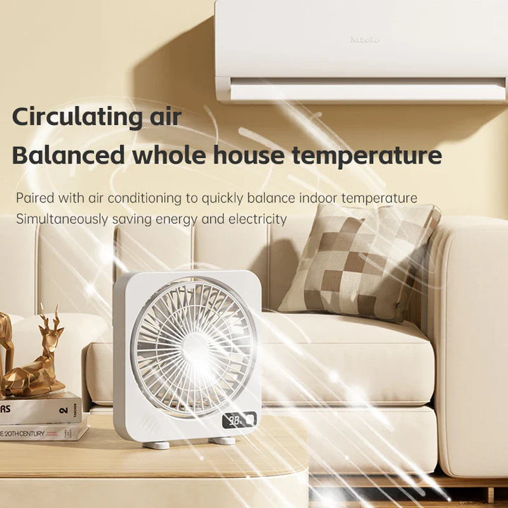 BowLift | AeroLino USB Desk Fan | 5-Level Digital Display | Portable & Quiet | For Office, School & Home