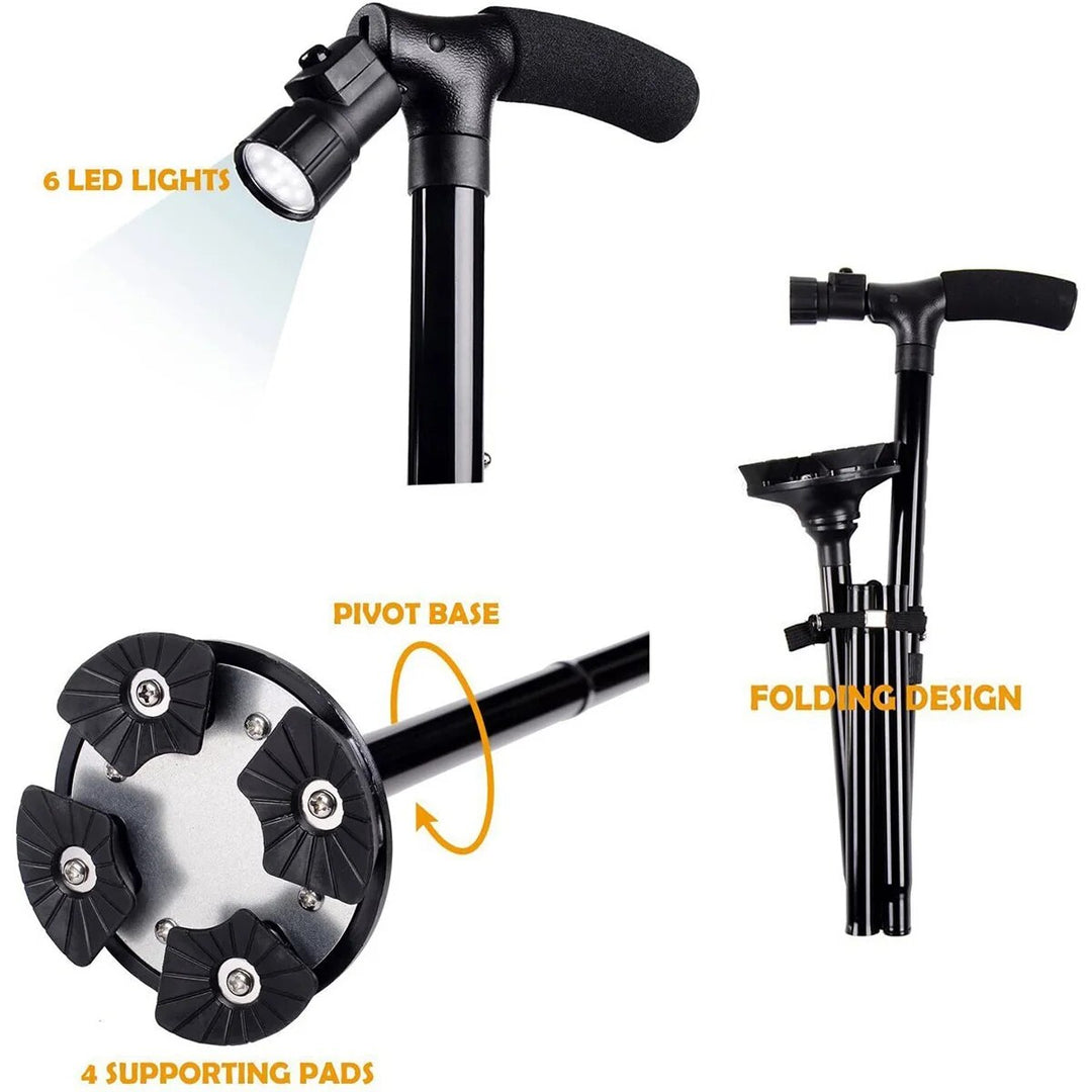 BowLift | Stable Adjustable LED Light Anti-slip Walking Stick