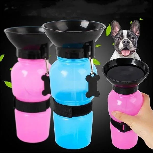 BowLift | Dog Water Bottle HydroPaws | 2-in-1 with Bowl | Leak-proof & Portable | 500ml | Blue, Pink, Grey