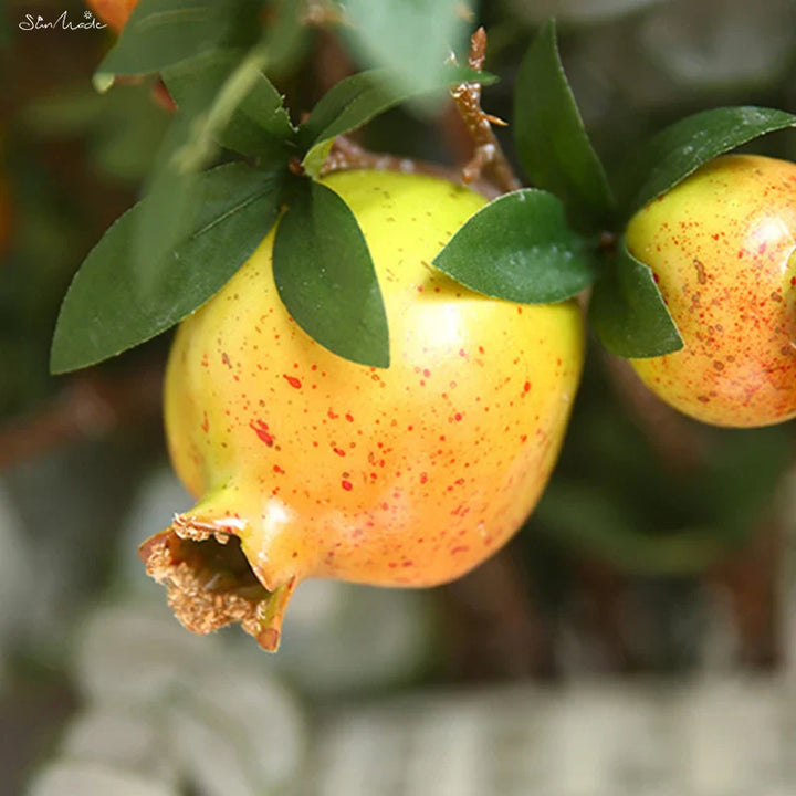6-Piece Artificial Pomegranate Fruit Branch with Leaves