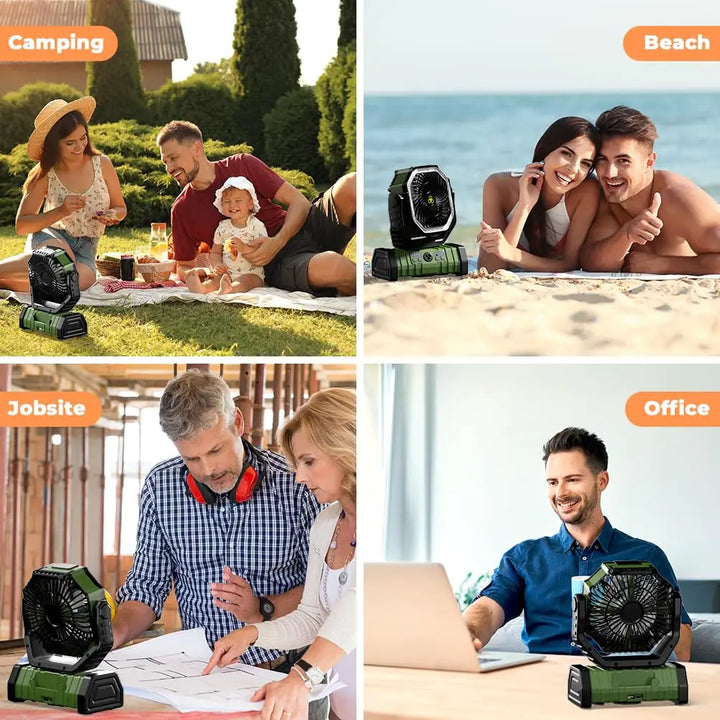 BowLift | Camping Fan with 20,000mAh Battery, LED Light & Remote Control – AirMate