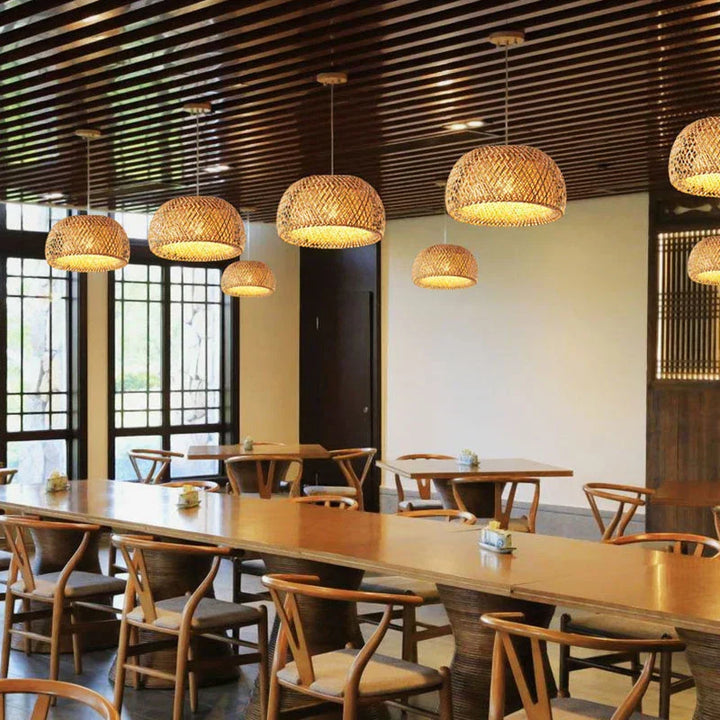 BowLift | Luxora Handwoven Bamboo Pendant Light - Eco-friendly Ceiling Lamp
