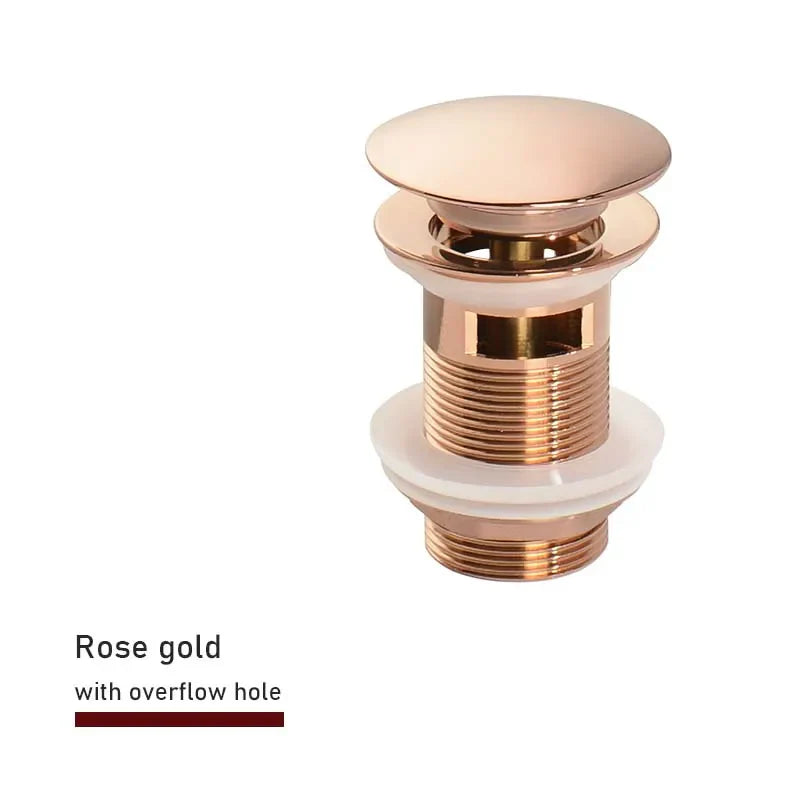 Drain screw with push-down popup – brass | 11 colors | With or without overflow Bowlift