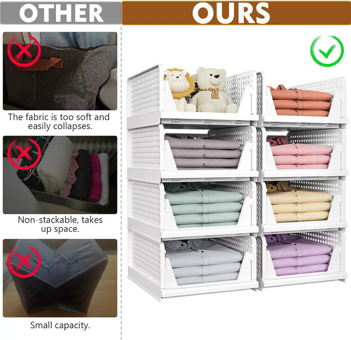 BowLift | 5-Pack Stackable Foldable Closet Storage Boxes – Liora