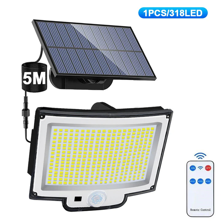 BowLift | Solar Wall Light LumoGuard 318LED | Motion Sensor & 3 Lighting Modes | IP65 Waterproof for Garden, Terrace & Fence
