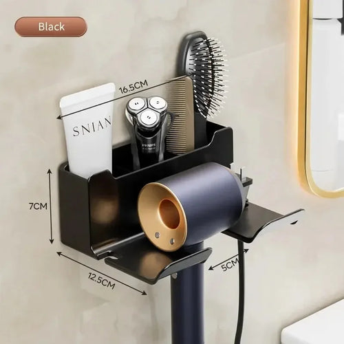 Multifunctional Hair Dryer Holder – Wall Mount | No Drilling | ABS Plastic Bowlift