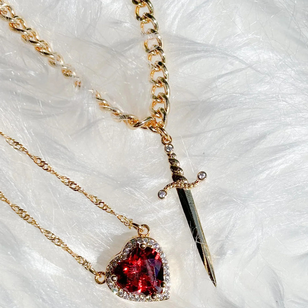 BowLift | Heart and Sword Couple Necklaces