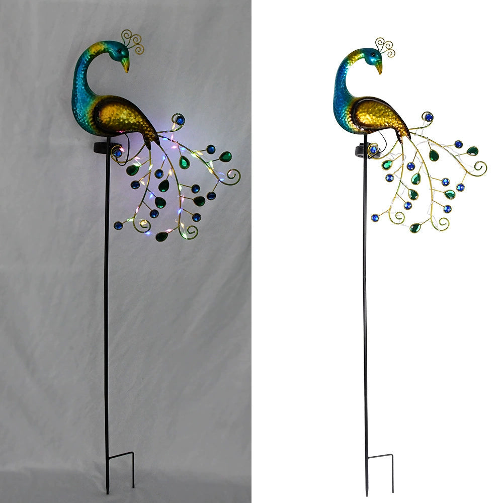 Solar Peacock Garden Light, Iron Art Yard Decoration
