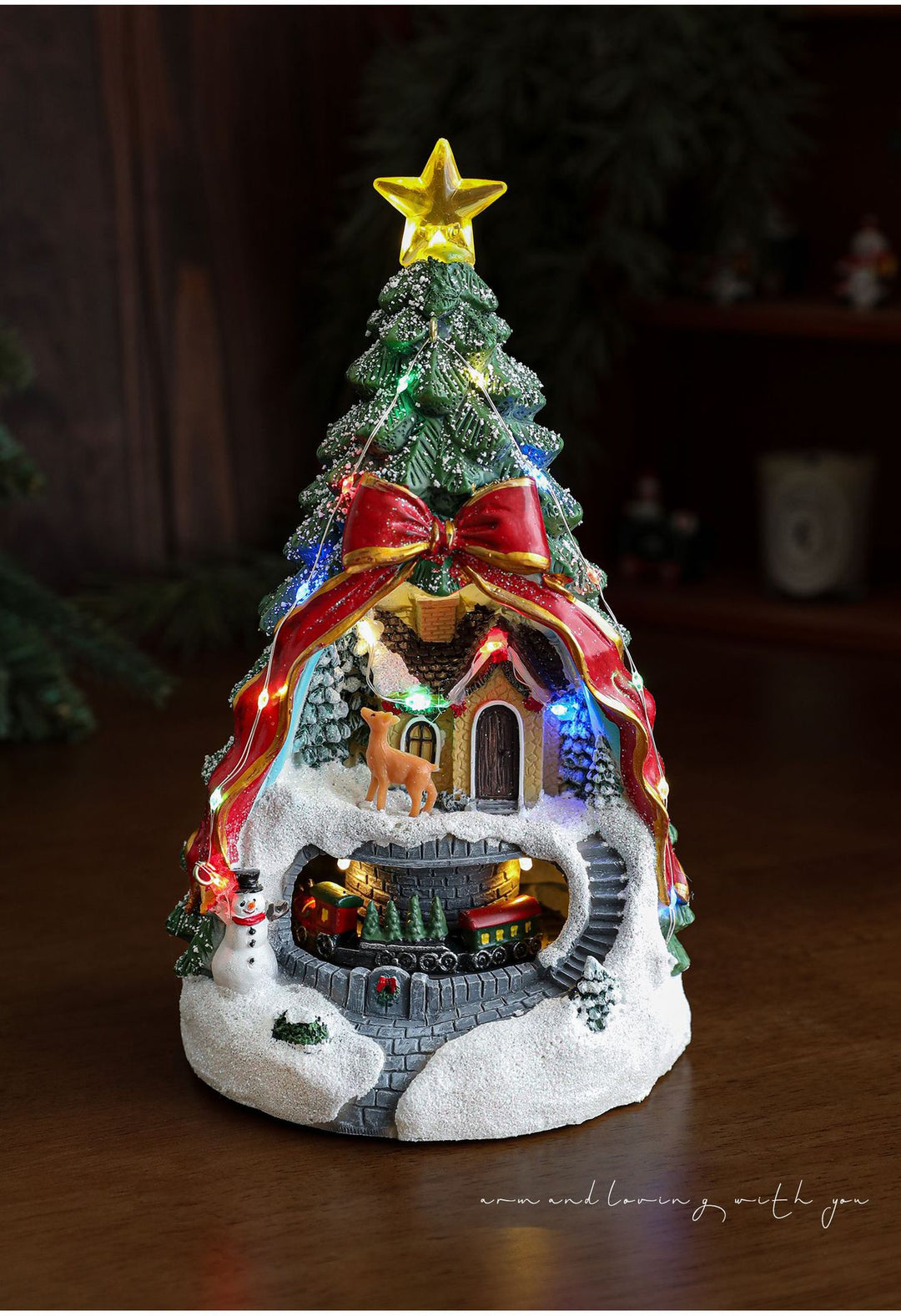 Resin Glowing Rotating Christmas Music Box