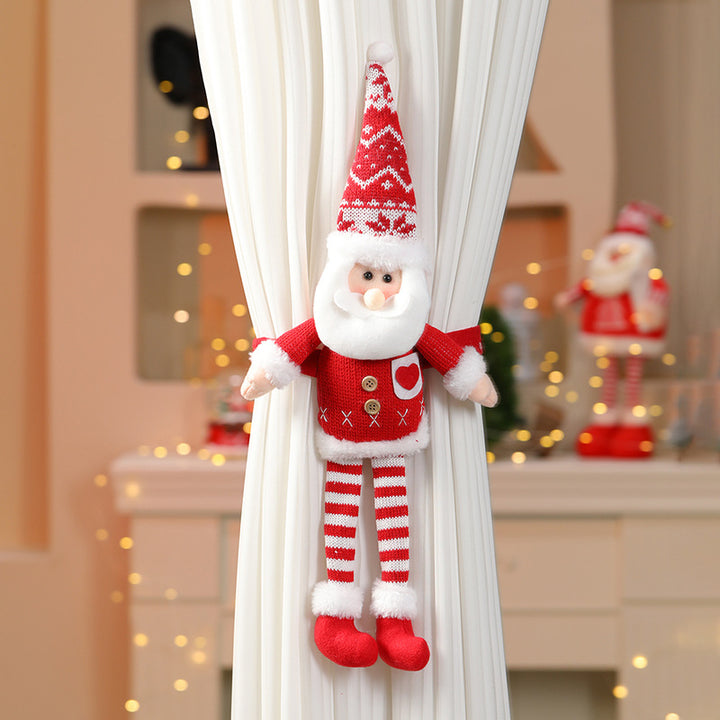Knitted Long Legged Santa Doll Curtain Tie Back