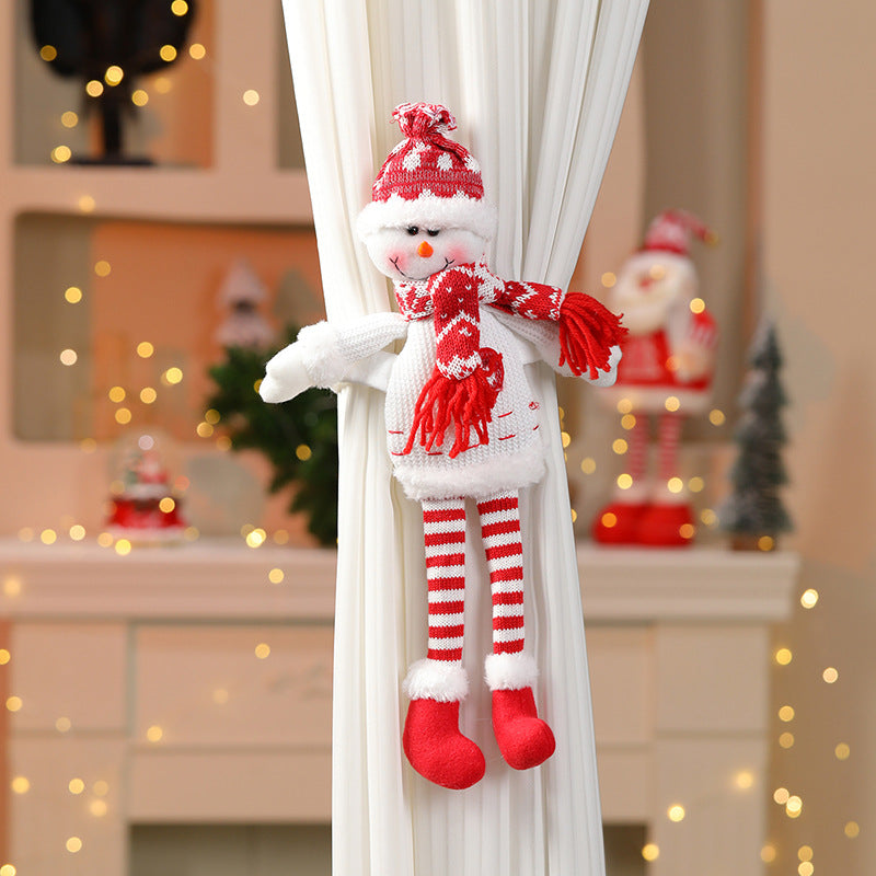 Knitted Long Legged Santa Doll Curtain Tie Back