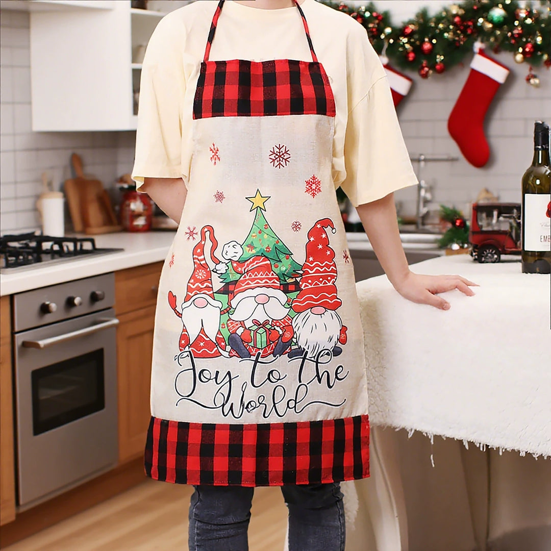 Colorful Burlap Faceless Gnome Christmas Apron