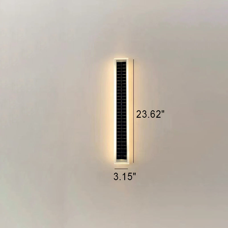 Minimalist Outdoor Solar Rectangular Strip Waterproof Patio LED Wall Sconce Lamp | Bowlift