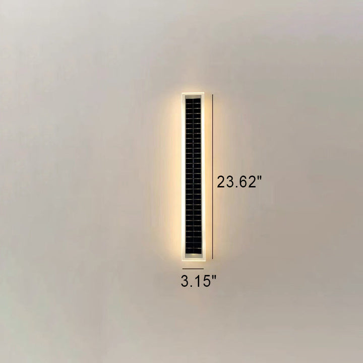 Minimalist Outdoor Solar Rectangular Strip Waterproof Patio LED Wall Sconce Lamp | Bowlift