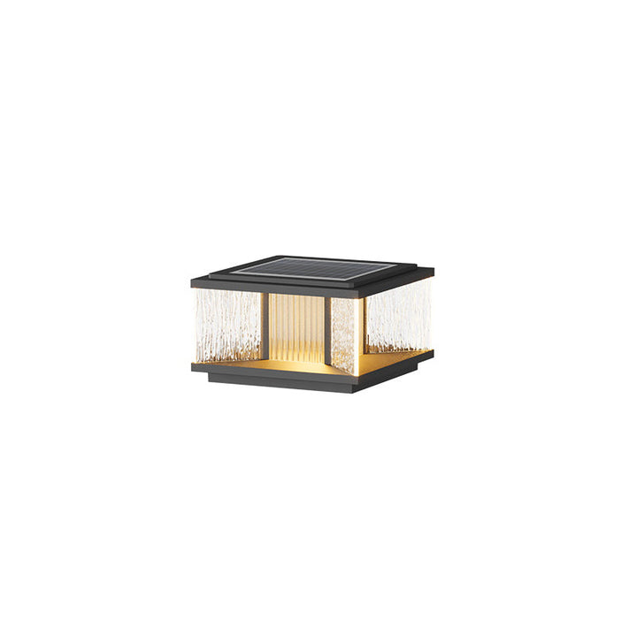 Modern Simplicity Aluminum Square Water-Rippled Glass LED Waterproof Solar Post Lamp Lawn Light For Garden | Bowlift