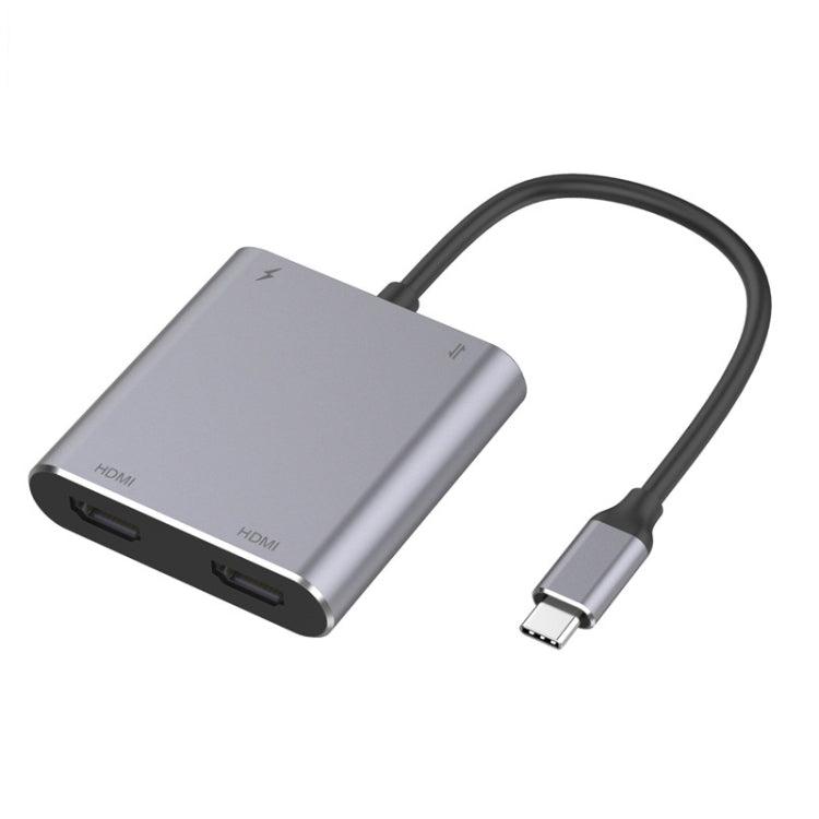 BowLift | 4 in 1 Type-C to Dual HDMI + USB + Type-C HUB Adapter