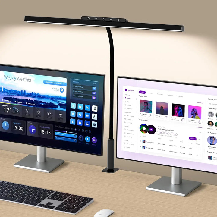 BowLift | Lumavue LED Desk Lamp with Clamp | Extra Wide Illumination | Stepless Dimmable & Adjustable Color Temperature | For Home Office & Screen Workstation