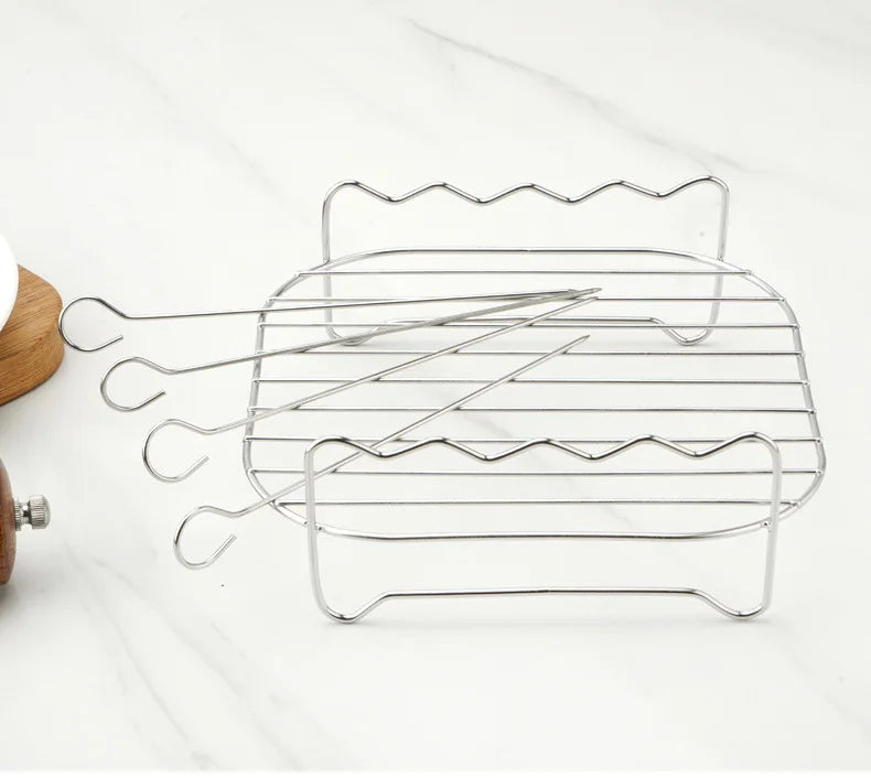 BowLift | Grillessa BBQ Set | Stainless Steel Skewers & Rack | For Grill, Air Fryer & Oven