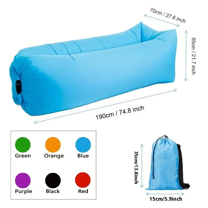 BowLift | Inflatable Lounge Sofa | Without Pump & with Headrest | AirLoungeGo Outdoor Sofa 190×70 cm – Portable & Waterproof