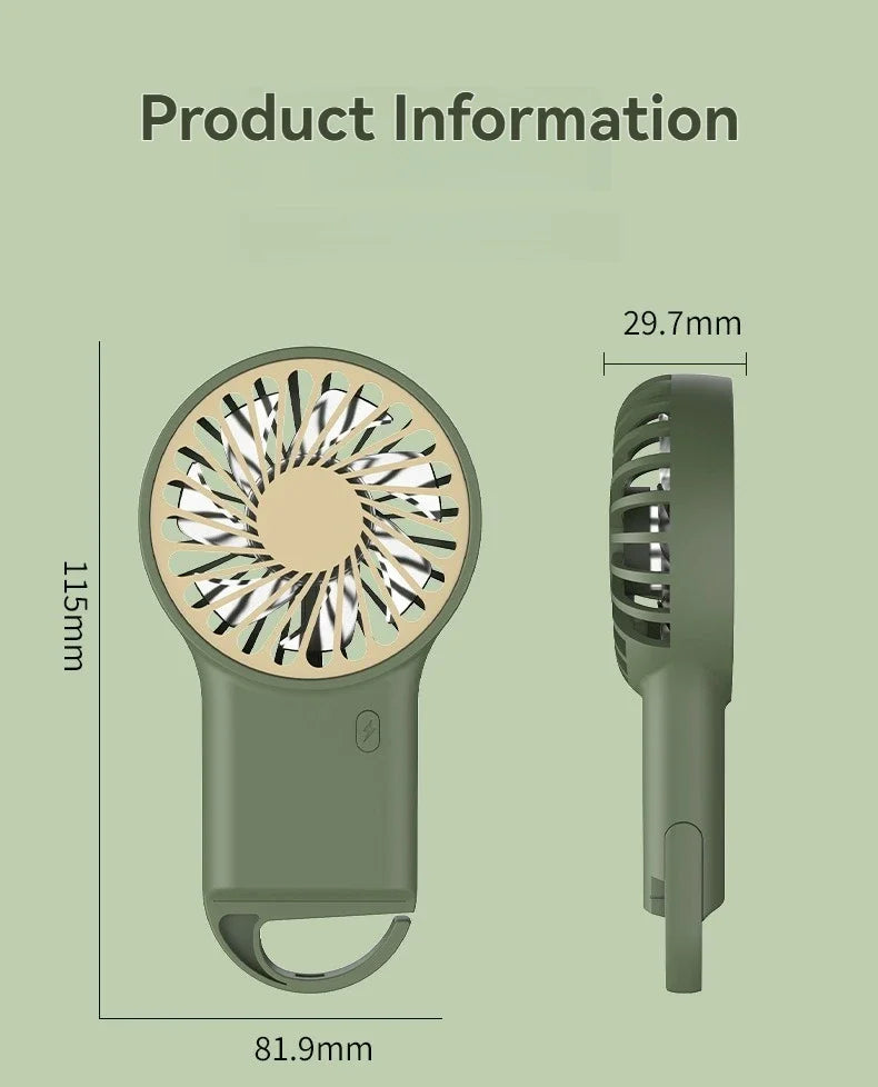 New Foldable USB Rechargeable Mini Fan | Handheld Desktop Fan with Cartoon Design & Hook for Outdoor, Home & Office Use | Bowlift