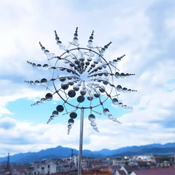 Unique Solar-Powered Kinetic Metal Windmill Spinner - Magical Wind Collectors for Patio, Garden, Lawn Outdoor Decoration Bowlift