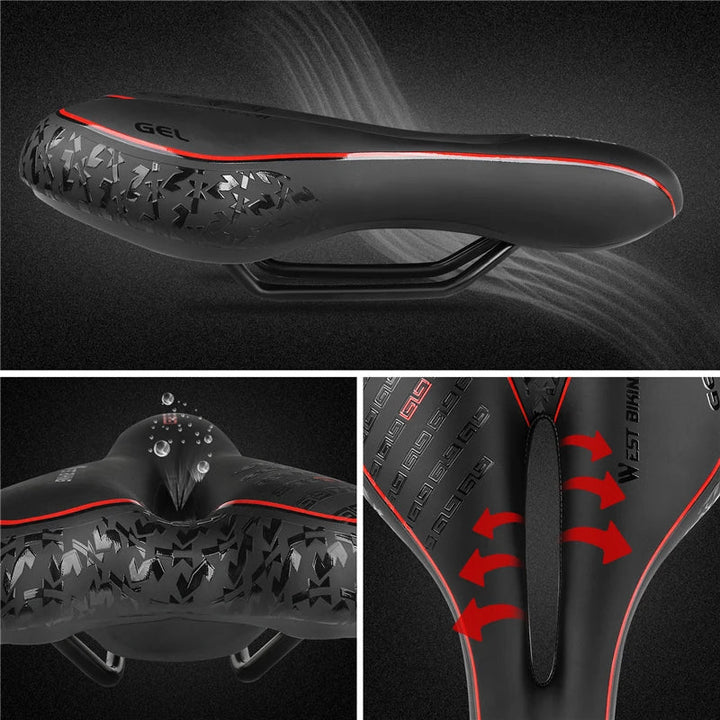 BowLift | Gel Comfort Bicycle Saddle – The Most Comfortable Bike Seat for Road and MTB, Lightweight PU Leather, Gel + Foam Padding, 27cm x 16cm