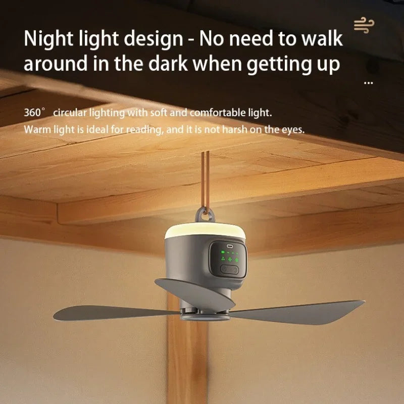 12000mAh Portable Ceiling & Camping Fan – Outdoor Tent Air Circulator and Cooling Ventilator | Bowlift