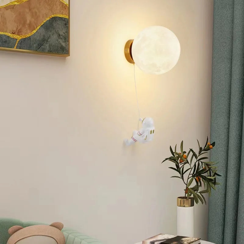 LunarGlow Wall Lamp - Moon-shaped Astronaut Lighting Bowlift