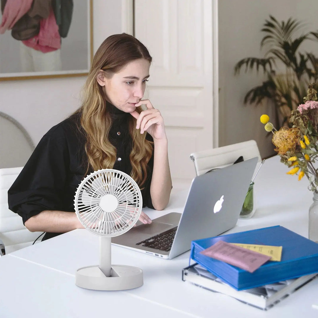 BowLift | Folding Fan AeroFold | 4-Stage USB Fan with Timer | Compact & Quiet | For Indoor & Outdoor