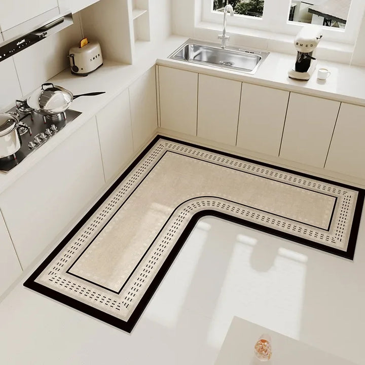 L-Shaped Diatomaceous Earth Floor Mat with Non-Slip Base