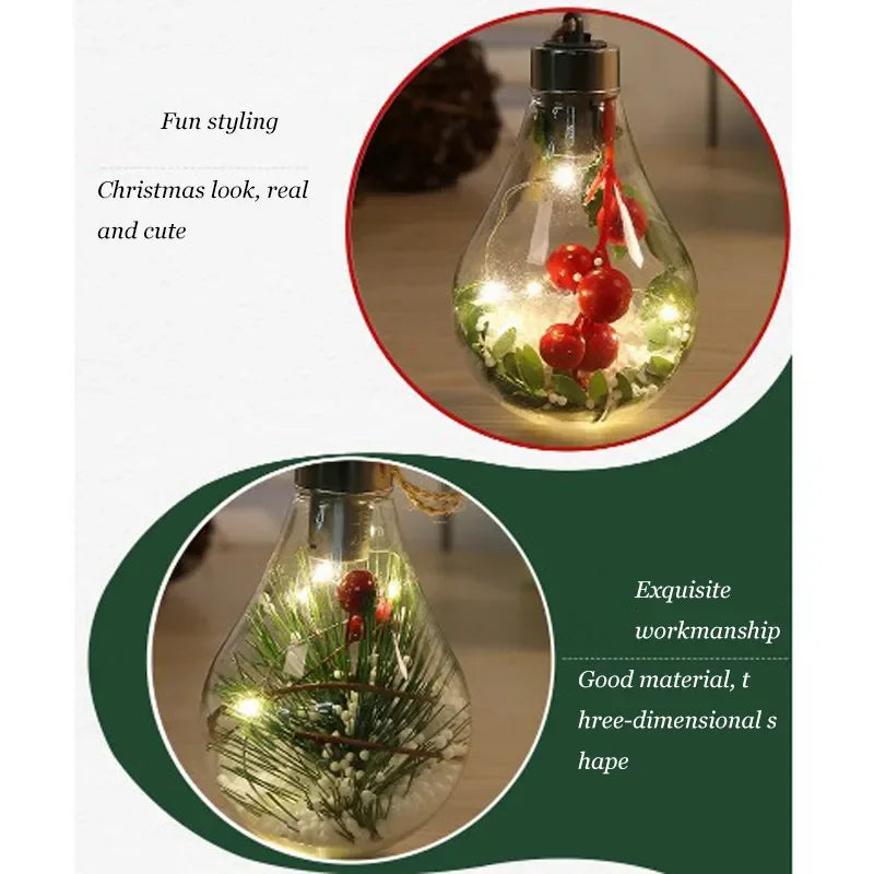 BowLift | LumiLeaf LED Light Orb with Leaves | Transparent Decorative Light with Warm Sparkle | Battery Operated & Hangable | For Weddings, Christmas & Living Room