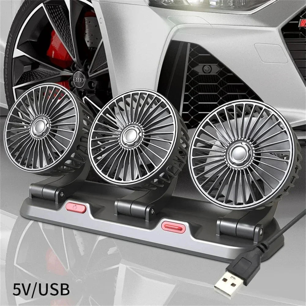 BowLift | 360° Adjustable 3-Head Car Fan USB/12V/24V – AirFlow
