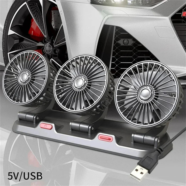 BowLift | 360° Adjustable 3-Head Car Fan USB/12V/24V – AirFlow