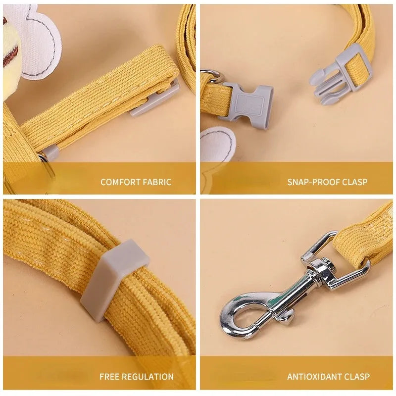BowLift | BeeWalk | Adjustable Harness Set with Leash & Collar | Double Layer Design in Cartoon Bee Look | For Cats & Small Dogs