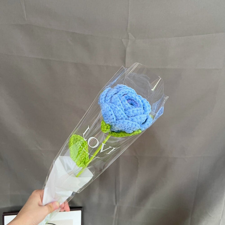 Hand-knitted rose bouquet